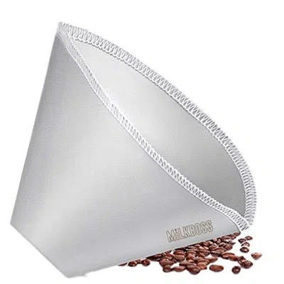 Zulay Kitchen Milk Boss Pour Over Coffee Filter - Permanent Paperless Stainless Steel Reusable Coffee Filter - Fil In White