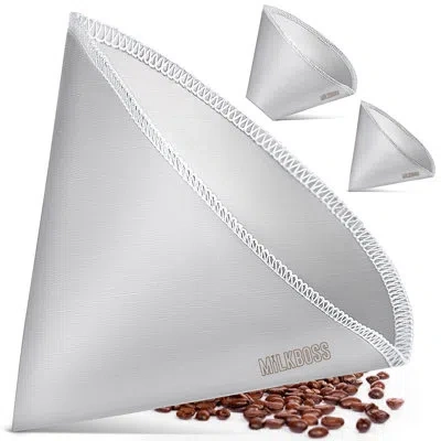 Zulay Kitchen Milk Boss Pour Over Coffee Filter - Permanent Paperless Stainless Steel Reusable Coffee Filter In White
