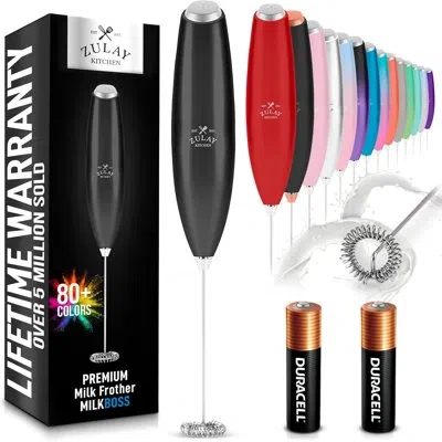 Zulay Kitchen Milk Frother Handheld Electric Whisk With Aa Duracell Batteries – Durable Drink Mixer For Coffee, La In Multi