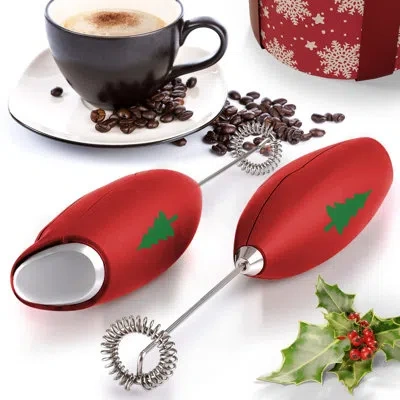 Zulay Kitchen Milk Frother With Stand Handheld Electric Whisk For Coffee Latte And Match In Red