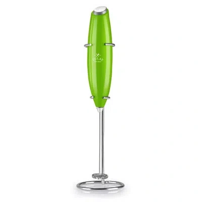 Zulay Kitchen Milk Frother With Stand Handheld Electric Whisk For Coffee Latte And Matcha In Green