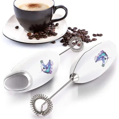 Zulay Kitchen Milk Frother With Stand Handheld Electric Whisk For Coffee Latte And Matcha In White