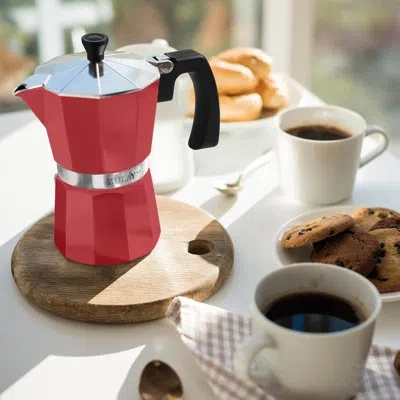 Zulay Kitchen Moka Pot Espresso Stovetop Coffee Maker - Leak-proof, Stainless Steel, Easy To Clean, Heat Resistant In Red