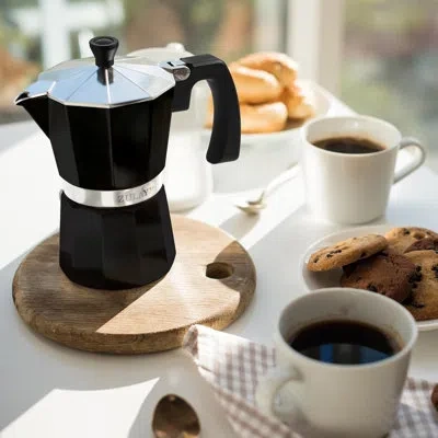 Zulay Kitchen Moka Pot Espresso Stovetop Coffee Maker - Leak-proof, Stainless Steel, Easy To Clean, Heat Resistant In Black