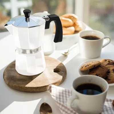 Zulay Kitchen Moka Pot Espresso Stovetop Coffee Maker - Leak-proof, Stainless Steel, Easy To Clean, Heat Resistant In White