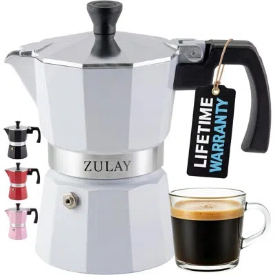 Zulay Kitchen Moka Pot Espresso Stovetop Coffee Maker - Leak-proof, Stainless Steel, Easy To Clean, Heat Resistant In White