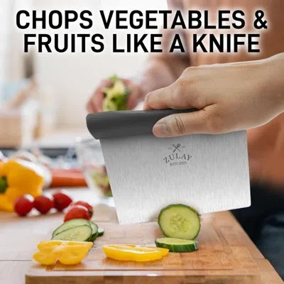Zulay Kitchen Multi-purpose Stainless Steel Bench Scraper & Chopper Quick & Easy Perfect Cuts Round