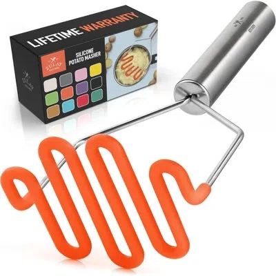 Zulay Kitchen Non-scratch Potato Masher Kitchen Tool - Durable Stainless Steel Wrapped In Premium Silicone Mashed 