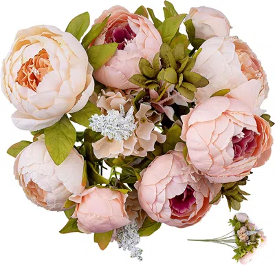Zulay Kitchen Peony Flowers Artificial For Decoration In Pink