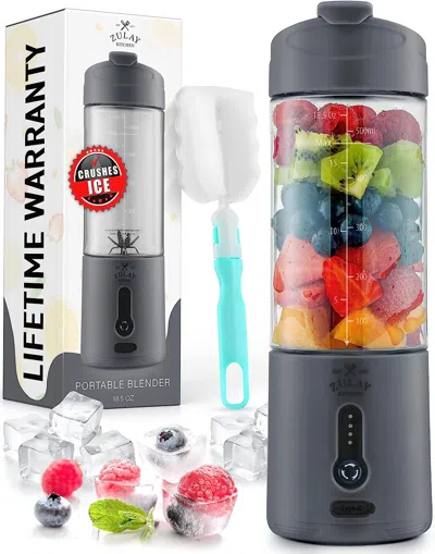 Zulay Kitchen Personal Portable Smoothie Blender On The Go That Crush Ice In Gray