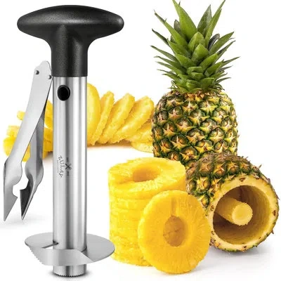 Zulay Kitchen Pineapple Cutter And Corer Stainless Steel Slicer Tool For Easy Removal In Black
