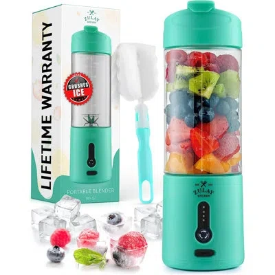 Zulay Kitchen Portable Blender Usb Rechargeable Personal Juicer Ice Crushing Fruit Juice Mixer For Shakes And Smoo In Ocean Aqua