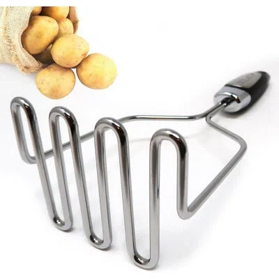 Zulay Kitchen Potato Masher Stainless Steel - Premium Masher Hand Tool In Black