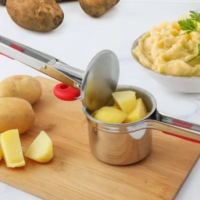 Zulay Kitchen Premium Large 15oz Potato Ricer, Heavy Duty Professional Stainless Steel Potato Masher And Ricer Kit In Silver