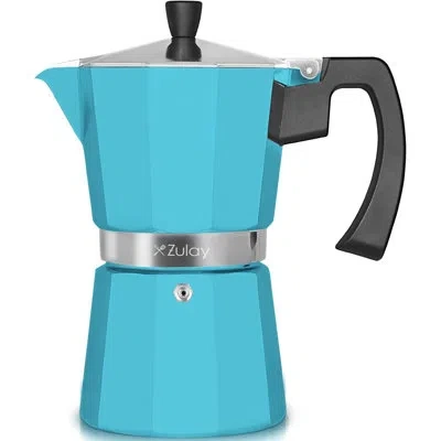 Zulay Kitchen Premium Moka Pot Espresso - Leak-proof Stovetop Espresso Maker 6 Cups - Light Blue