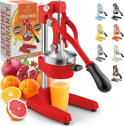 Zulay Kitchen Premium Quality Heavy Duty Manual Orange Juicer And Lime Squeezer Press Stand In Red