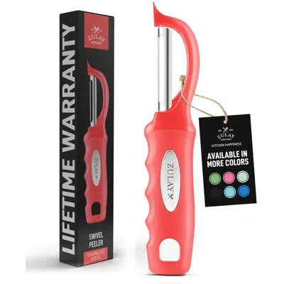 Zulay Kitchen Premium Vegetable Peeler For Kitchen - Swivel Peeler With Razor Sharp Stainless Steel Blades & Stron In Red