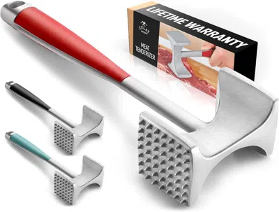 Zulay Kitchen Professional Meat Hammer Tool With Comfort Grip Handle In Red