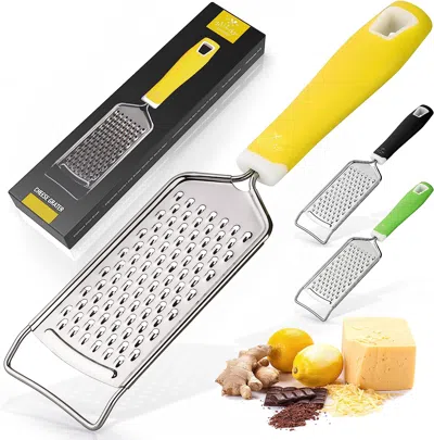 Zulay Kitchen Professional Stainless Steel Flat Handheld Cheese Grater In Yellow