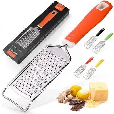 Zulay Kitchen Professional Stainless Steel Flat Handheld Cheese Grater In Orange