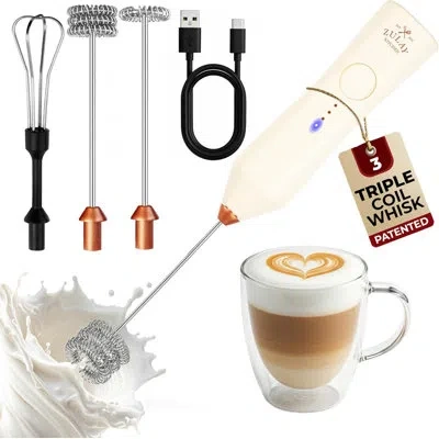 Zulay Kitchen Rechargeable Milk Frother - Dynamic - 3 Speeds, 3 Whisk Attachments, 500 Mah Usb Charging, Drink Mix In Multi