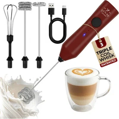 Zulay Kitchen Rechargeable Milk Frother - Dynamic - 3 Speeds, 3 Whisk Attachments, 500 Mah Usb Charging In Multi