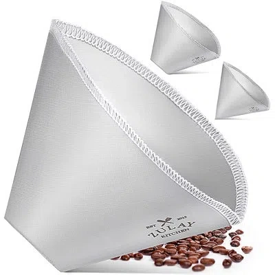 Zulay Kitchen Reusable Stainless Steel Pour Over Coffee Filter - 1-2 Cup (filter Size #4)
