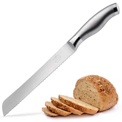 Zulay Kitchen Serrated Bread Knife - Stainless Steel Bread Cutter, 8-inch Blade With 5-inch Handle In Silver