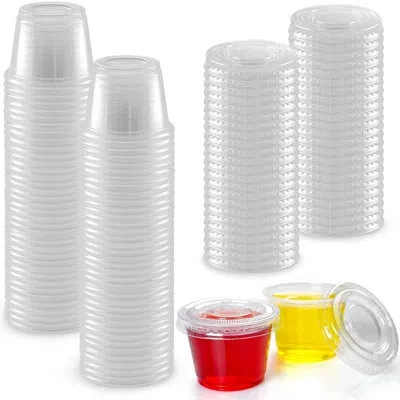 Zulay Kitchen Simple Craft Clear Disposablejello Shot Cups With Lids - Plastic Portion Cups - Condiment Containers