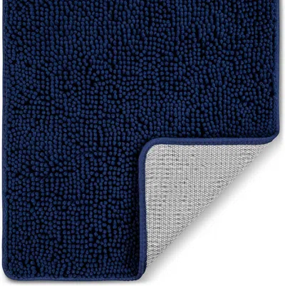 Zulay Kitchen Soft Shaggy Bathroom Rug 17x24 In Blue