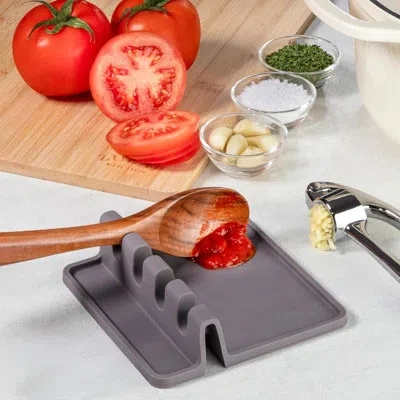 Zulay Kitchen Spoon Rest For Multiple Utensils High Heat-resistant Silicone Drip Pad In Gray