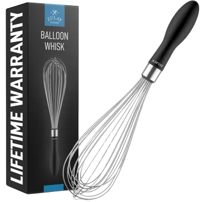 Zulay Kitchen Stainless Steel 11-inch Balloon Whisk Kitchen Tool With Soft Silicone Handle In Black