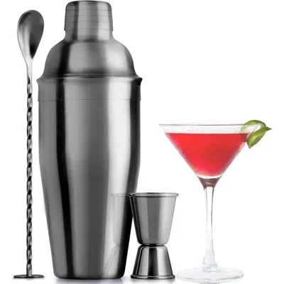 Zulay Kitchen Stainless Steel Cocktail Shaker Set - Mixed Drink Shaker (large, 24oz) In Black