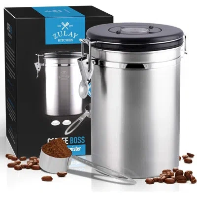 Zulay Kitchen Stainless Steel Coffee Canister With Air Filter And Date Tracking In Silver