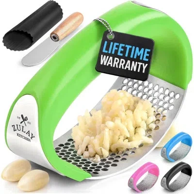 Zulay Kitchen Stainless Steel Garlic Press Rocker Set - Premium Garlic Mincer Garlic Crusher - New Innovative Garl In Multi