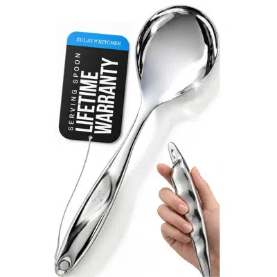 Zulay Kitchen Stainless Steel Serving Spoon - 11.5” Large Cooking & Serving Spoon With Ergonomic Handle
