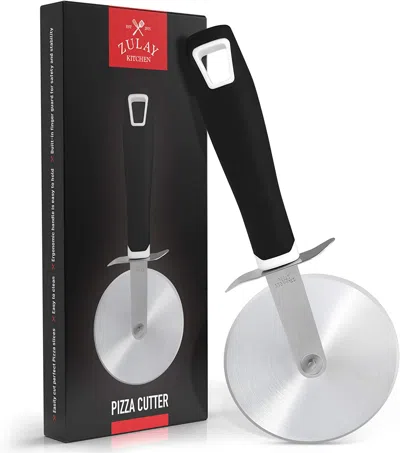 Zulay Kitchen Super Sharp Stainless Steel Pizza Cutter With Comfort Handle In Black