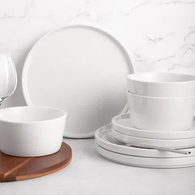 Zulay Kitchen Terra Plates And Bowls Sets, 16 Piece Modern Stoneware Dish - Set For 4 In Black