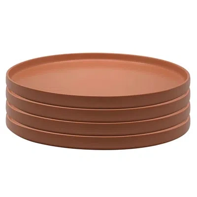 Zulay Kitchen The Rim Dinner Plate - Set Of 4 In Multi