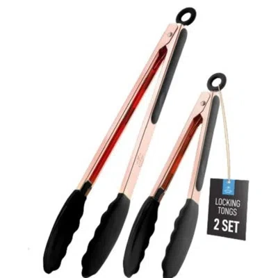 Zulay Kitchen Tongs For Cooking - 2 Pack 9" & 12" Stainless Steel Silicone Tong Set In Multi