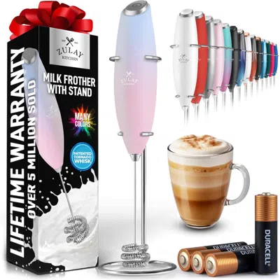 Zulay Kitchen Tornado Whisk Milk Frother With 4 Aa Duracell Batteries - Triple Whisk For More Power In Multi