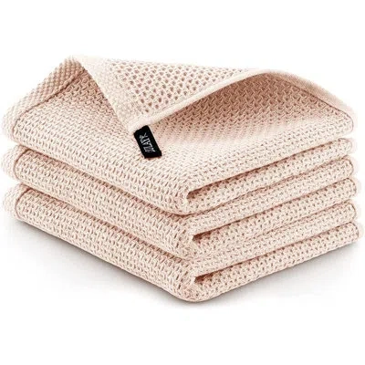 Zulay Kitchen Towels 3 Pack 100% Cotton Waffle Weave - 12x12 Super Absorbent Dish Towels For Kitchen In Beige