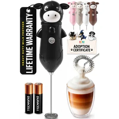 Zulay Kitchen Zuki Cow Frother With Fun Stickers Included In Black