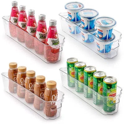 Zulay Kitchen Zulay 4 Pack Clear Refrigerator Organizer Bins - Narrow Fridge Organizers And Storage Clear In Multi