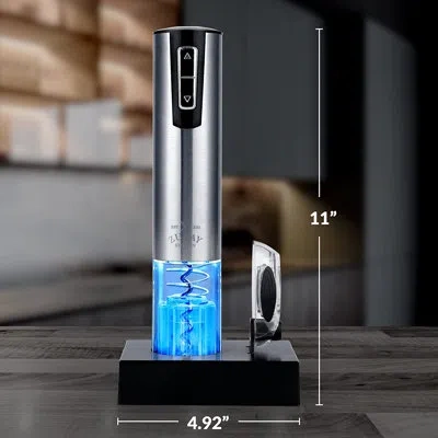 Zulay Kitchen Zulay Electric Stainless Steel Automatic Wine Bottle Opener With Charging Base And Foil Cutter In Shiny Chrome