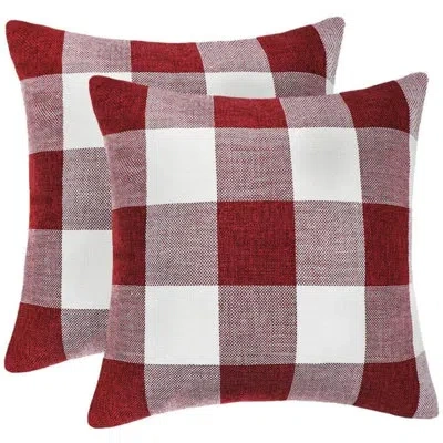 Zulay Kitchen Zulay Home Buffalo Plaid Throw Pillow Covers 16x16 Inch 2 Piece In Red,white