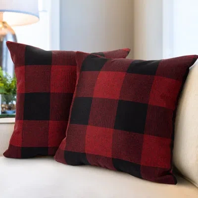 Zulay Kitchen Zulay Home Pack Of 2 Buffalo Plaid Throw Pillow Covers - Farmhouse Porch Pillows Outdoor & Indoor Co In Red