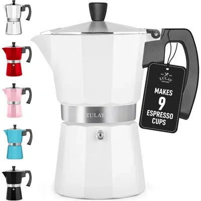 Zulay Kitchen Zulay Moka Pot Espresso Stovetop Coffee Maker - Leak-proof, Stainless Steel, Easy To Clean, Heat Res In White