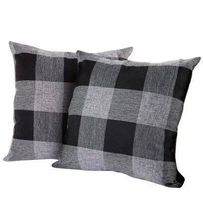 Zulay Kitchen Zulay Pack Of 2 Buffalo Plaid Throw Pillow Covers - Farmhouse Porch Pillows Outdoor & Indoor Covers  In Black Gingham