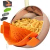 Zulay Kitchen Zulay Silicone Pot Strainer - Adjustable Snap On Strainer For Most Pots & Pans In Orange